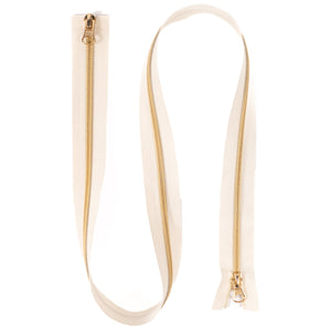 Nylon zipper - Double slider - Separable - Off-white and gold