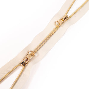 Nylon zipper - Double slider - Separable - Off-white and gold