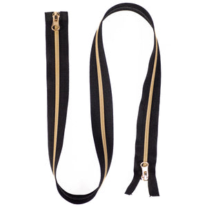 Nylon zipper - Double slider - Separable - Black and gold