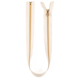 Nylon zipper - Single slider - Separable - Off-white and gold