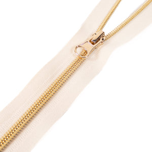 Nylon zipper - Single slider - Separable - Off-white and gold