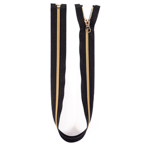 Nylon zipper - Single slider - Separable - Black and gold