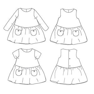 Baby dress sewing pattern long or short sleeves PDF