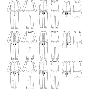 Women's long jumpsuit and short-suit sewing pattern PDF