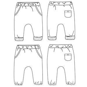 Sewing pattern for baby sarouel pants PDF