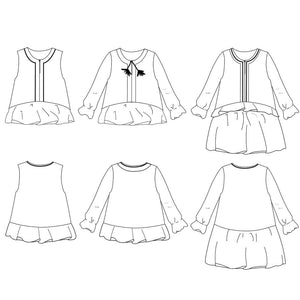 Blouse, top or dress for girls Sewing pattern PDF