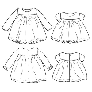 Baby blouse and dress sewing pattern PDF
