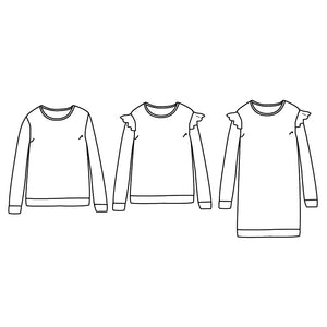 JASMIN Duo Sweatshirt + Kleid - Mädchen + Mama - Papierschnittmuster