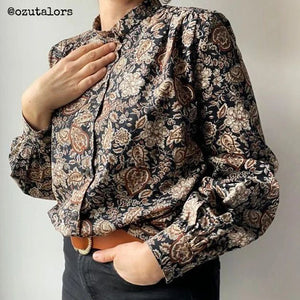 long sleeves and buttoning option blouse sewing pattern