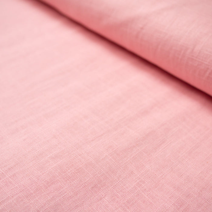 Whased 100% linnen stof - roze