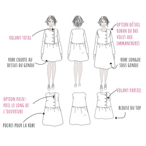 Women's blouse and dress sewing  pattern PDF format
