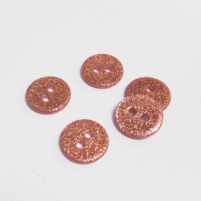 Shell glitter buttons (sold by unit) - Copper - 9mm and 12mm