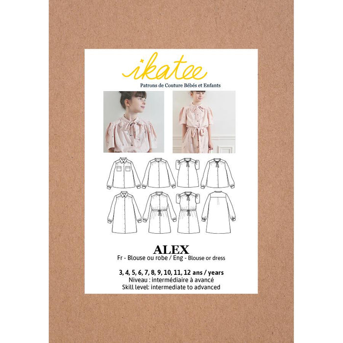 ALEX Bluse oder Kleid - Mädchen 3/12 Jahre - Papier-Schnittmuster