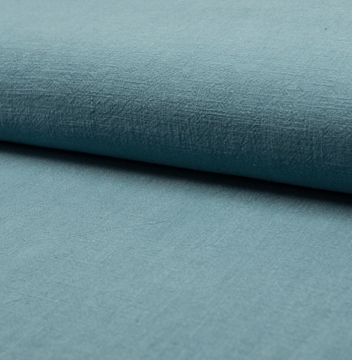 Whased 100% linnen stof - dik - steenblauw