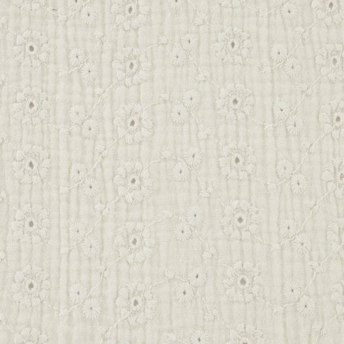 French Embroidered double gauze fabric - Suzy -Off-White