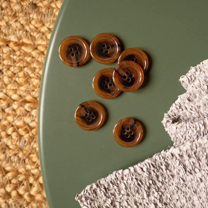 4 holes tortoiseshell matt button - 20 mm - Amber