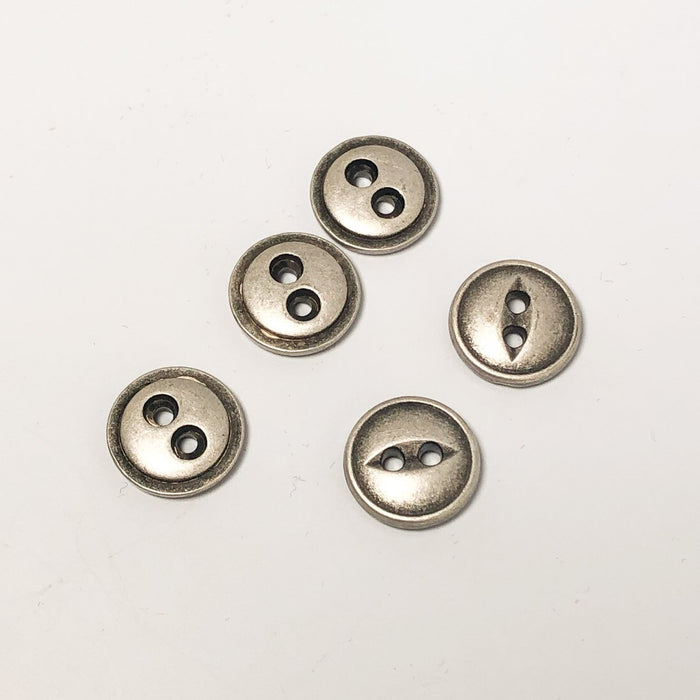 Metallknöpfe (Einzelstück) - Antik Silber - 12 mm