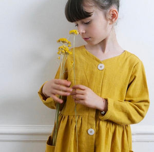 yellow dress with buttons