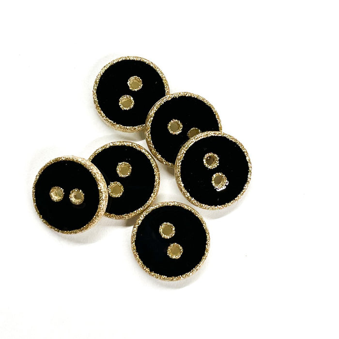 Glitzernde Harzknöpfe (einzeln) - Schwarzgold - 8 mm und 12 mm