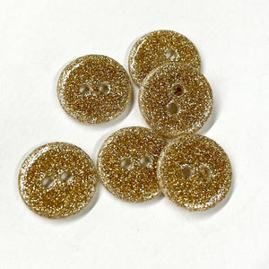 Shell glitter buttons (sold by unit) - Gold - 9mm, 12mm et 15 mm
