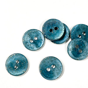 Glinsterende schelpknopen (per stuk verkocht) - Jeansblauw - 9 mm, 12 mm en 15 mm