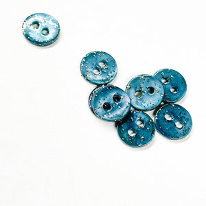 Glinsterende schelpknopen (per stuk verkocht) - Jeansblauw - 9 mm, 12 mm en 15 mm