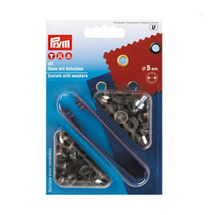 Metal Eyelets with washers x40 - Prym® - antique steel 5mm