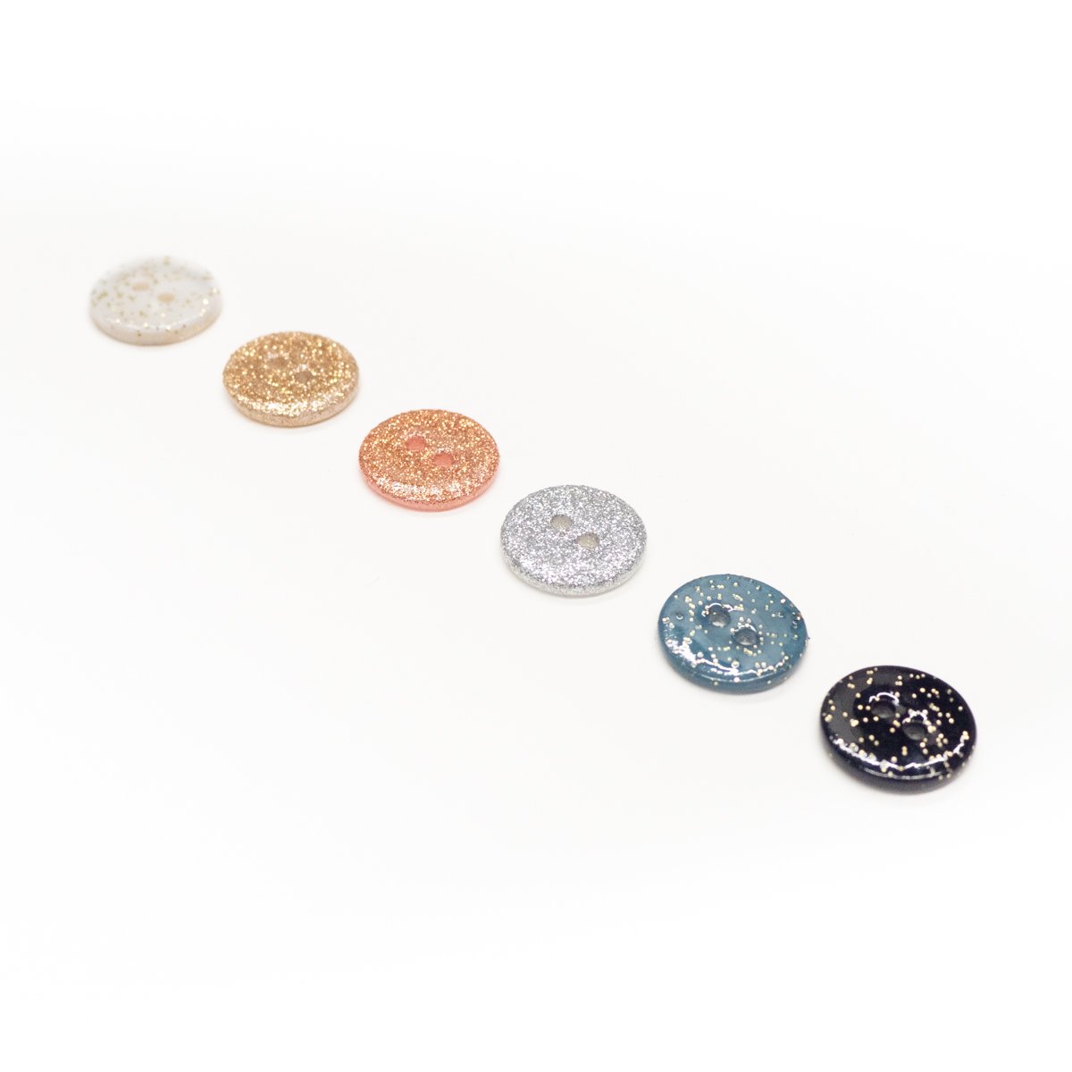 Shell glitter buttons (sold by unit) - Copper - 9mm and 12mm