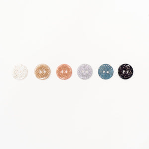 Glittery shell buttons (sold by unit) - Blue jean - 9mm, 12mm et 15mm