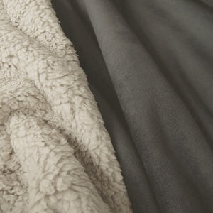 Sherpa lined suede fabric - Dark grey