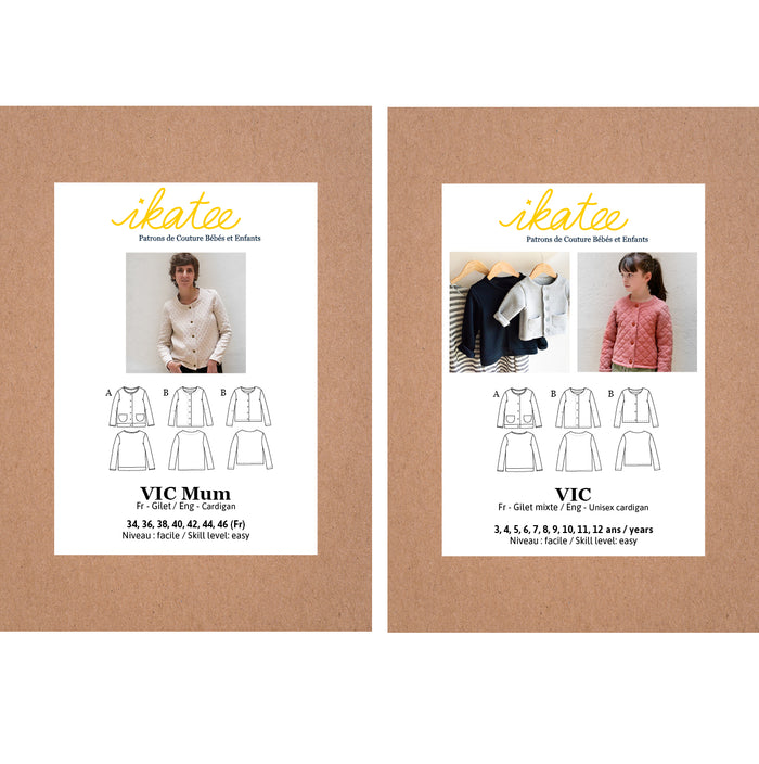 VIC Duo Cardigan - Meisje + moeder - Papieren naaipatroon