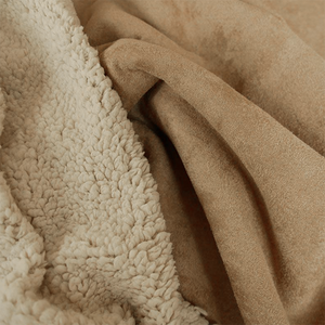 Sherpa lined suede fabric - CAMEL