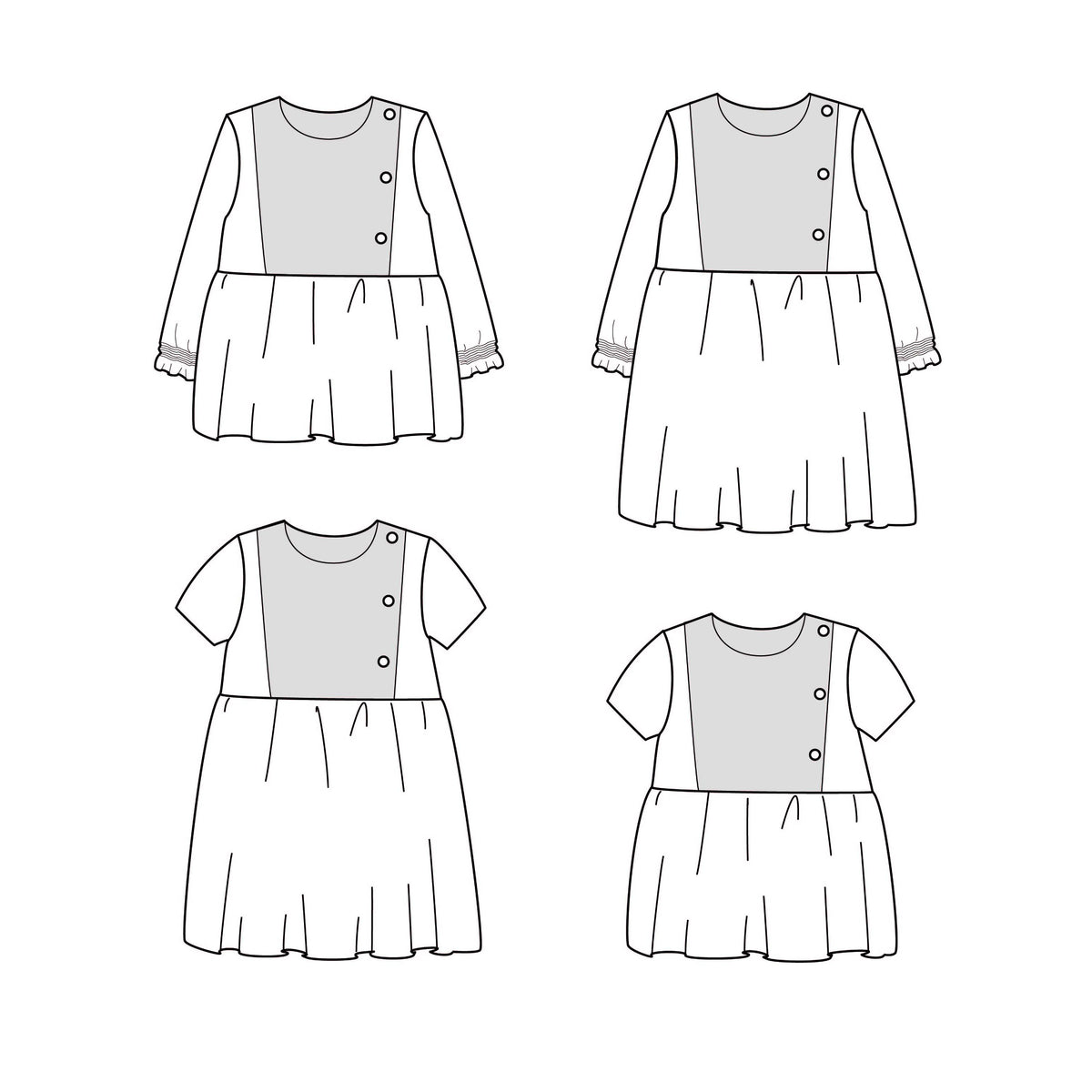 PALERME blouse or dress - Baby 6M/4Y - PDF Sewing Pattern – Ikatee ...