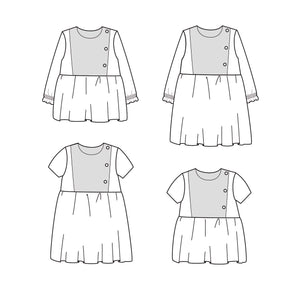 Baby blouse and dress sewing pattern PDF